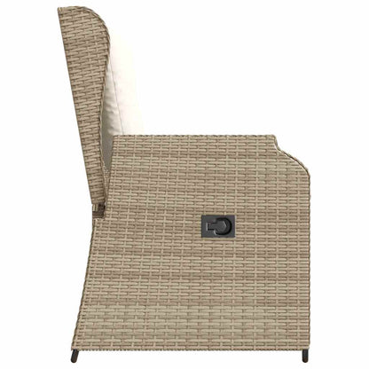 Tuinbankje Verstelbaar Met Kussens Poly Rattan Beige En Crèmekleurig