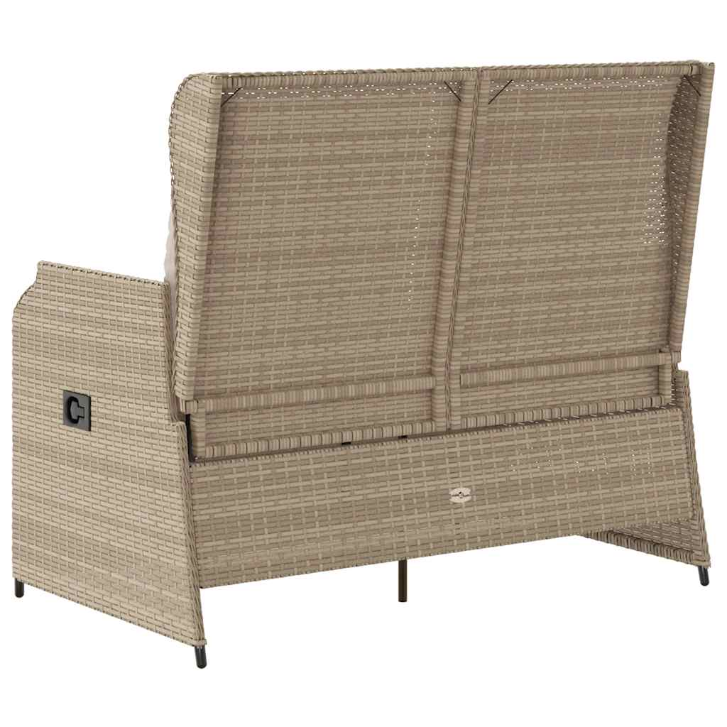 Tuinbankje Verstelbaar Met Kussens Poly Rattan Beige En Crèmekleurig