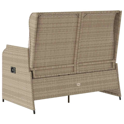 Tuinbankje Verstelbaar Met Kussens Poly Rattan Beige En Crèmekleurig