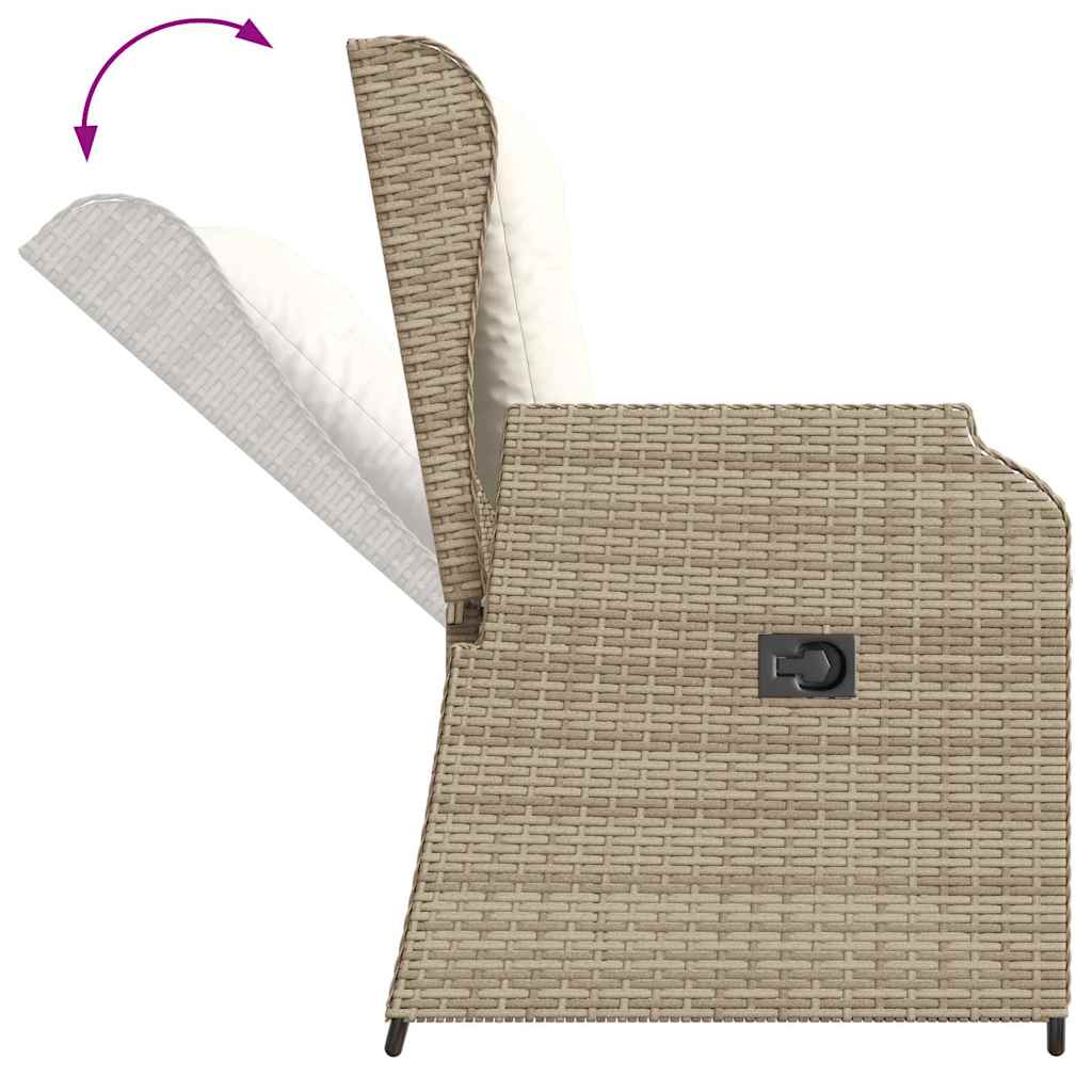Tuinbankje Verstelbaar Met Kussens Poly Rattan Beige En Crèmekleurig