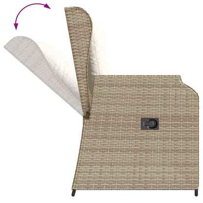 Tuinbankje Verstelbaar Met Kussens Poly Rattan Beige En Crèmekleurig