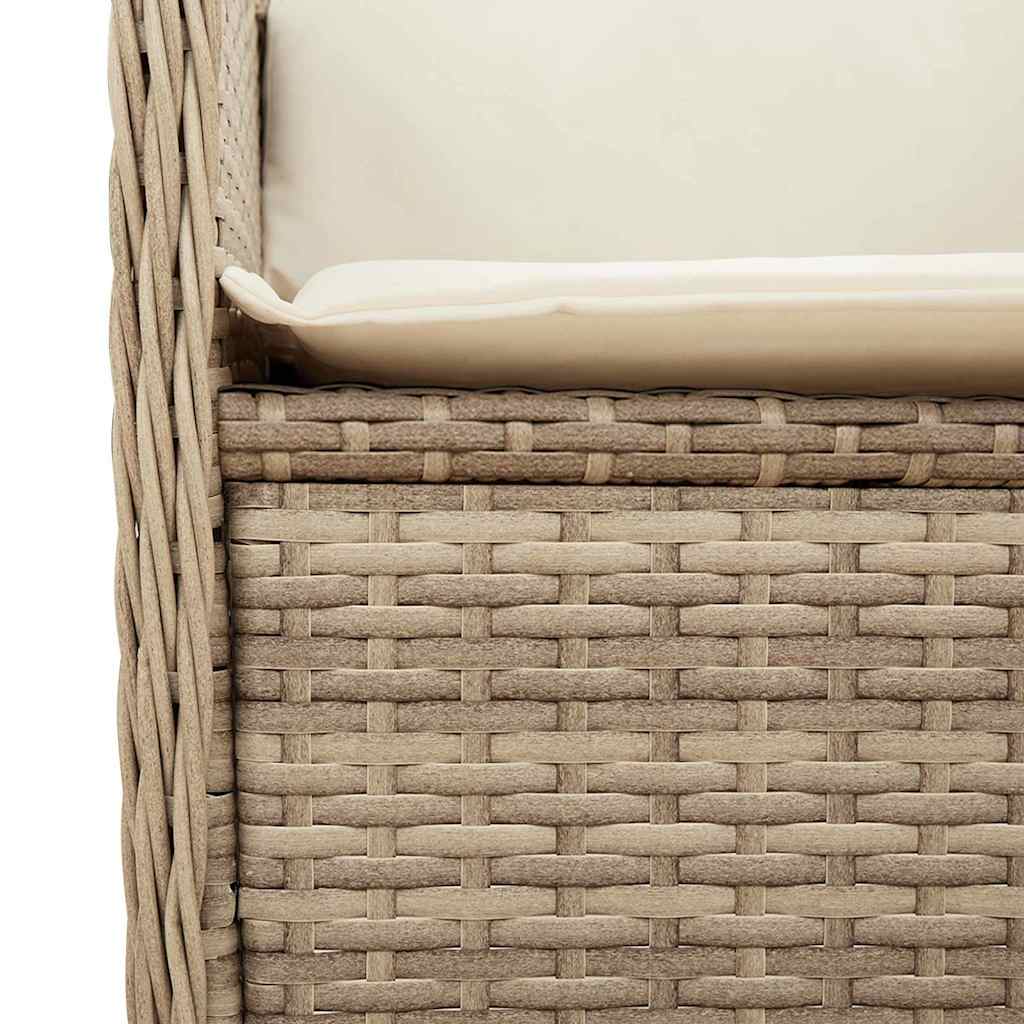 Tuinbankje Verstelbaar Met Kussens Poly Rattan Beige En Crèmekleurig