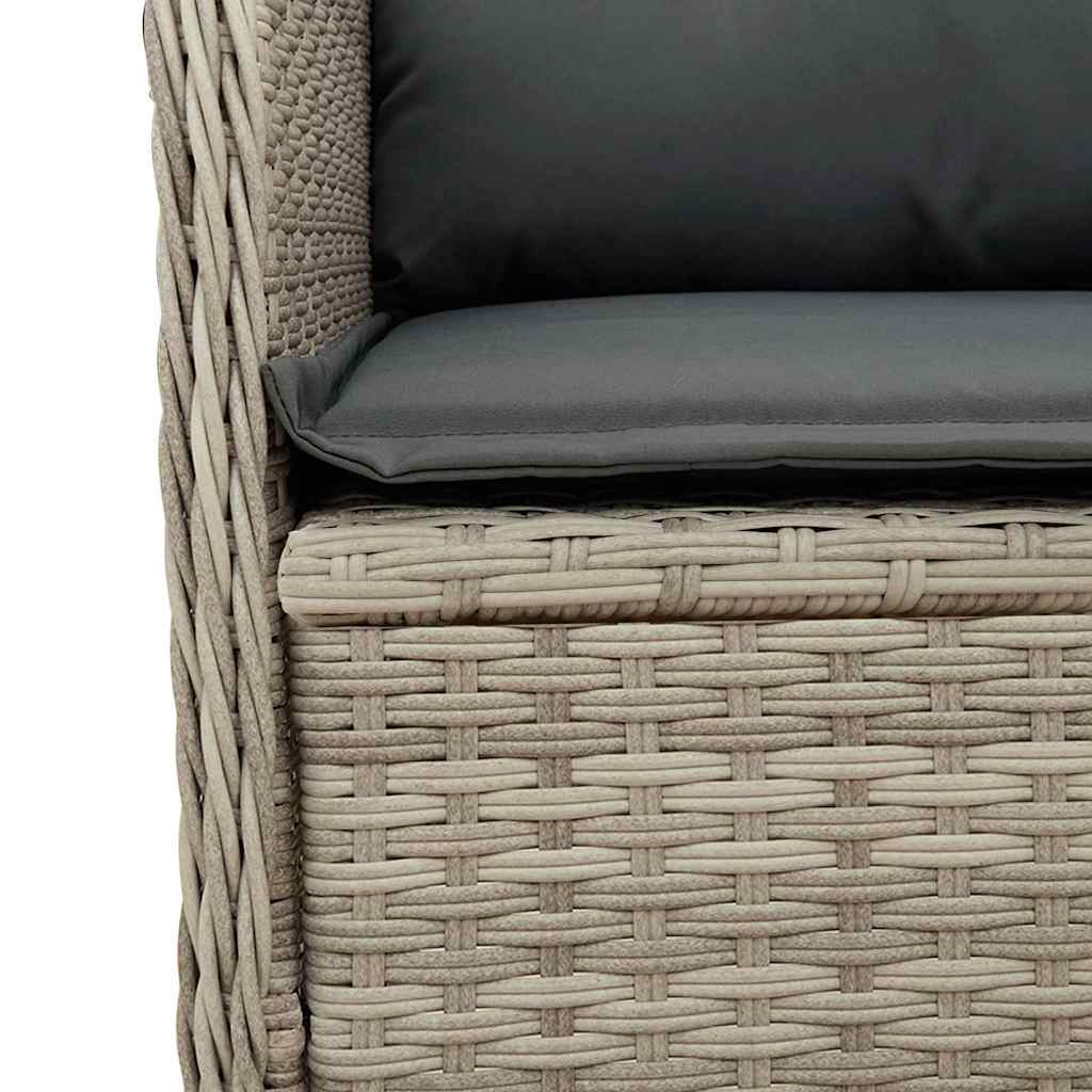 Tuinbankje Verstelbaar Met Kussens Poly Rattan Lichtgrijs