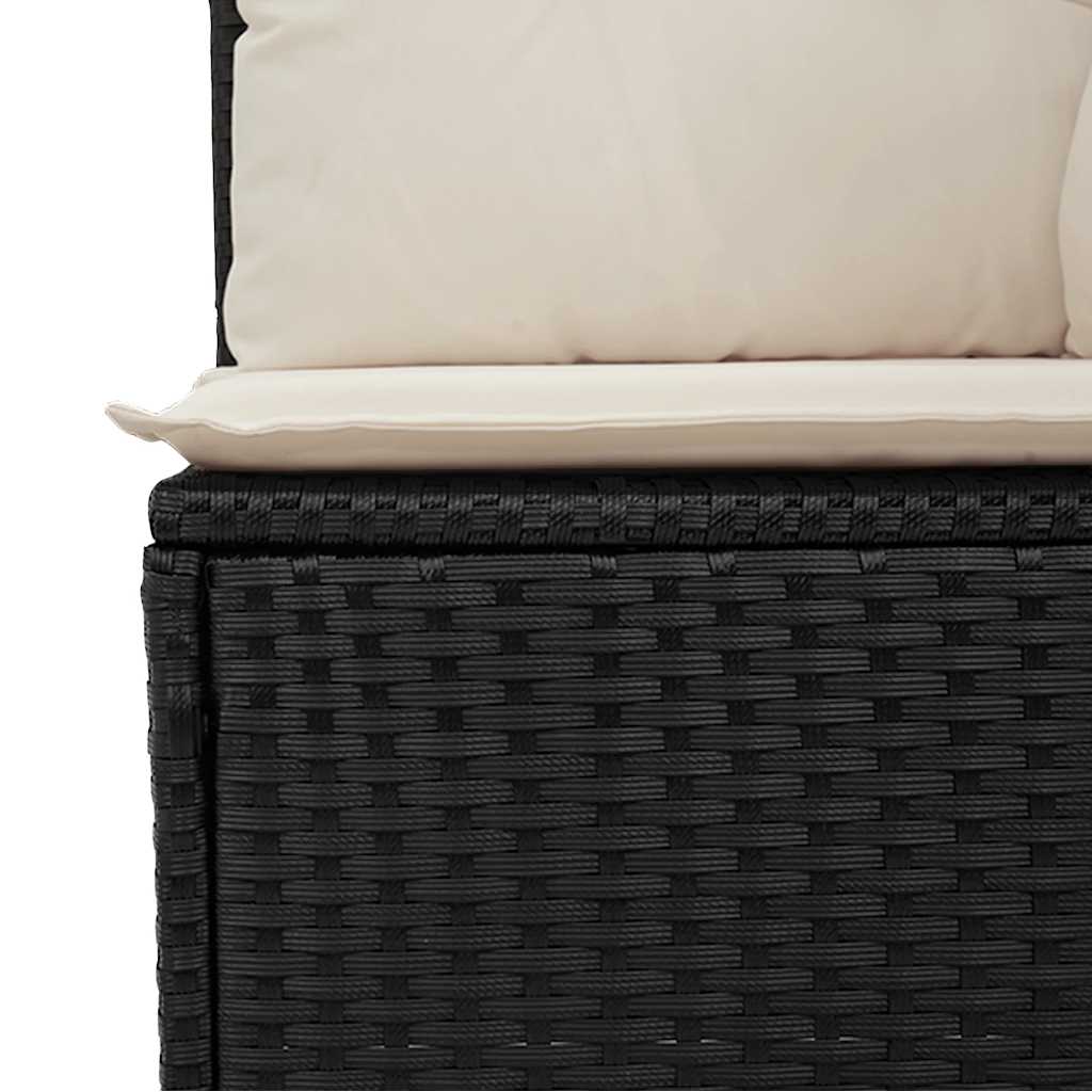 Tuinbankje Verstelbaar Met Kussens Poly Rattan Zwart