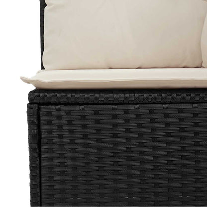Tuinbankje Verstelbaar Met Kussens Poly Rattan Zwart