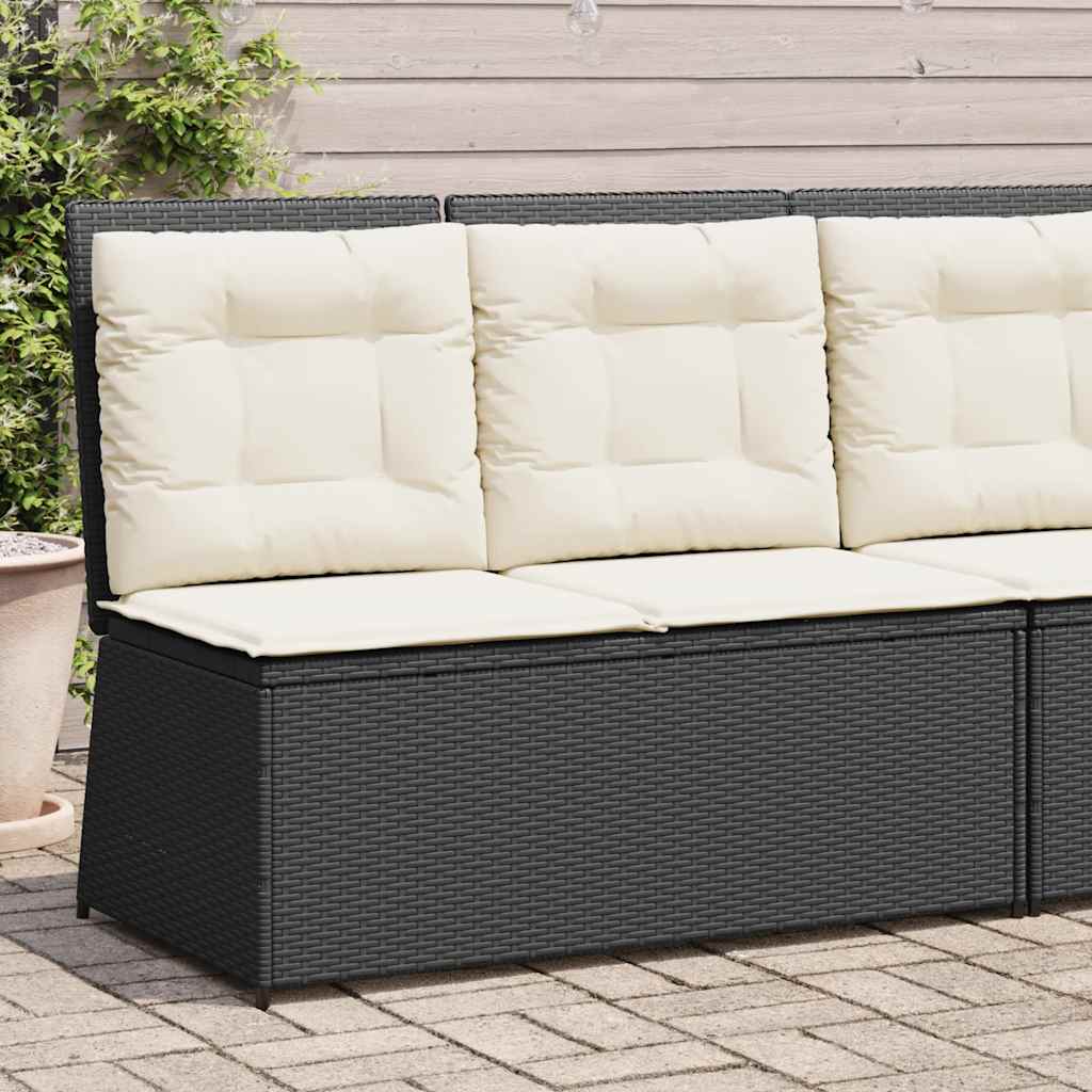 Tuinbankje Verstelbaar Met Kussens Poly Rattan Zwart