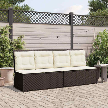 Tuinbankje Verstelbaar Met Kussens Poly Rattan Bruin