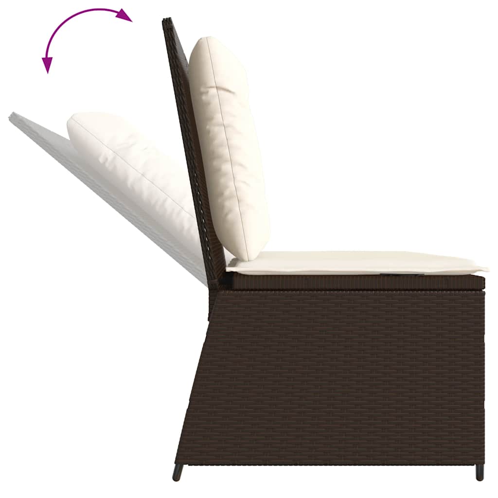 Tuinbankje Verstelbaar Met Kussens Poly Rattan Bruin