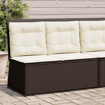Tuinbankje Verstelbaar Met Kussens Poly Rattan Bruin