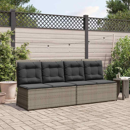 Tuinbankje Verstelbaar Met Kussens Poly Rattan Grijs
