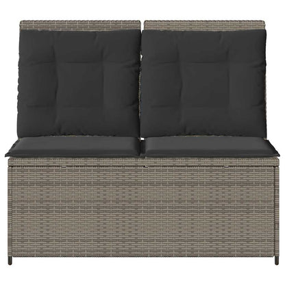 Tuinbankje Verstelbaar Met Kussens Poly Rattan Grijs