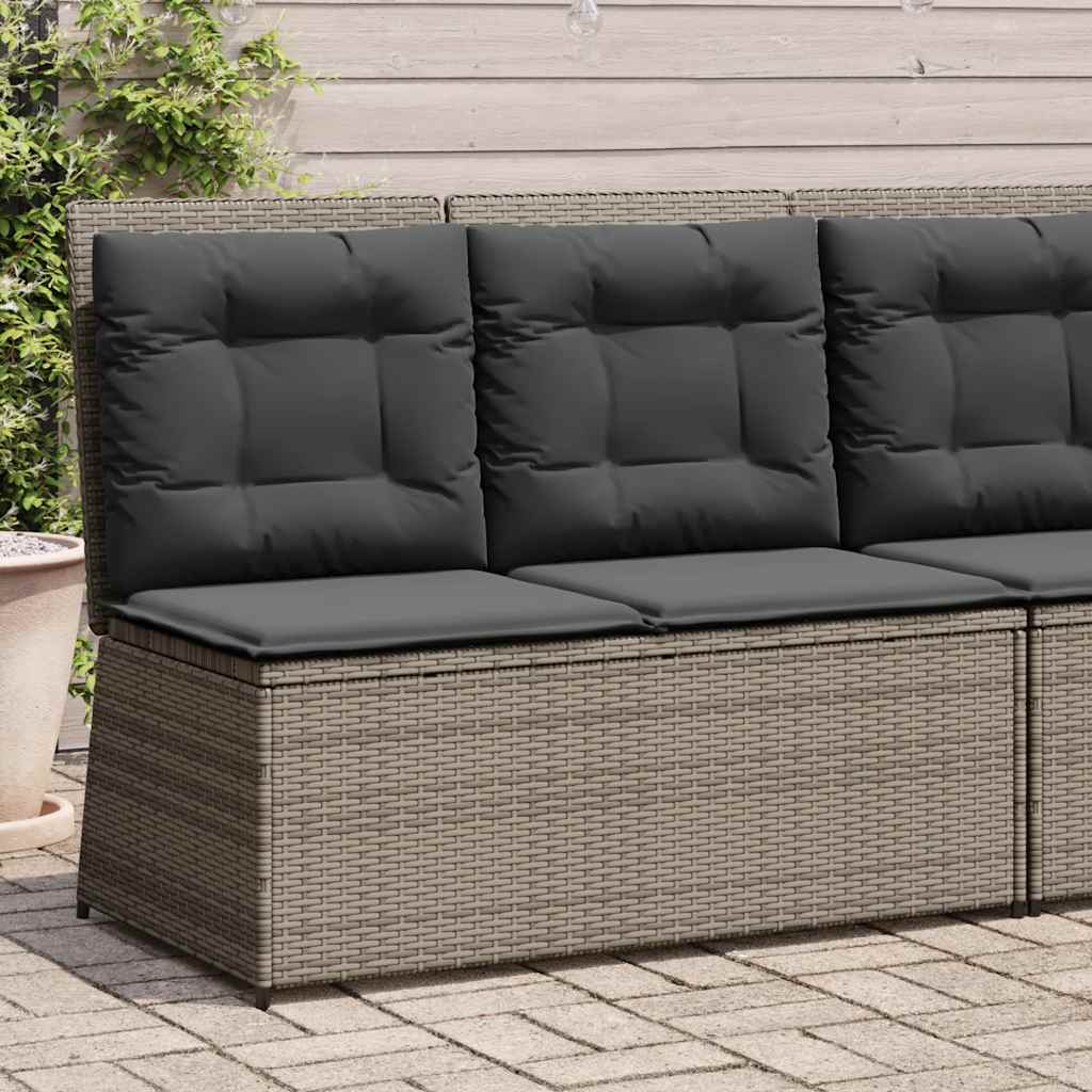 Tuinbankje Verstelbaar Met Kussens Poly Rattan Grijs