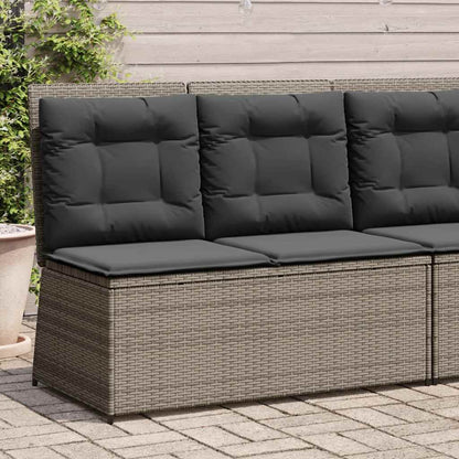 Tuinbankje Verstelbaar Met Kussens Poly Rattan Grijs