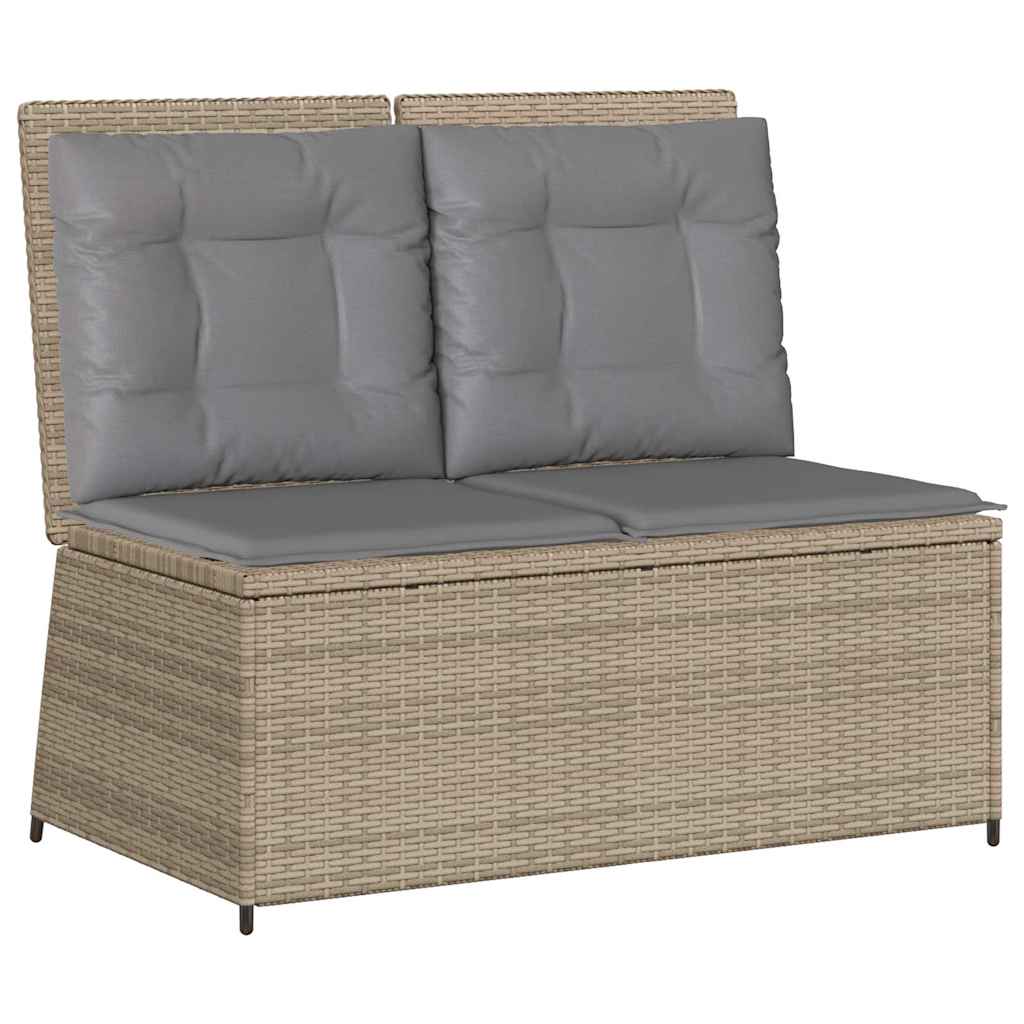 Tuinbankje Verstelbaar Met Kussens Poly Rattan Beige En Grijs
