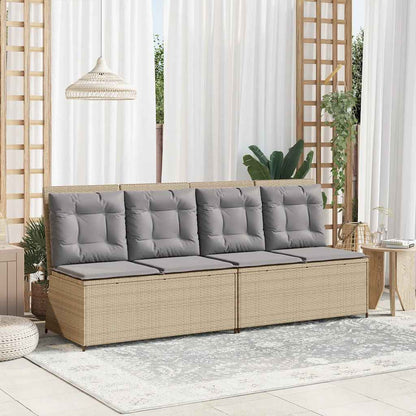 Tuinbankje Verstelbaar Met Kussens Poly Rattan Beige En Grijs