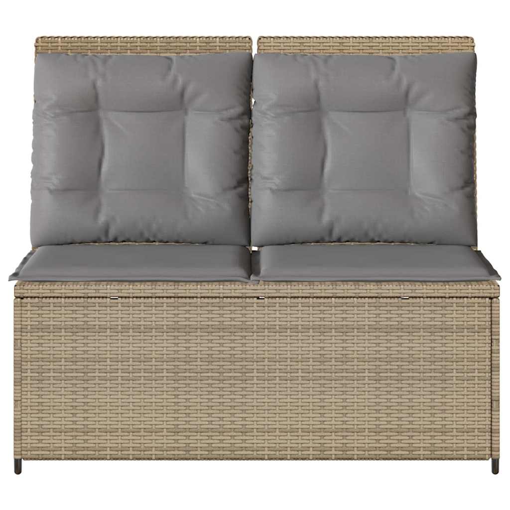 Tuinbankje Verstelbaar Met Kussens Poly Rattan Beige En Grijs