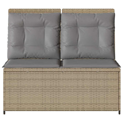 Tuinbankje Verstelbaar Met Kussens Poly Rattan Beige En Grijs