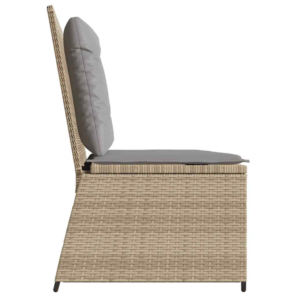 Tuinbankje Verstelbaar Met Kussens Poly Rattan Beige En Grijs