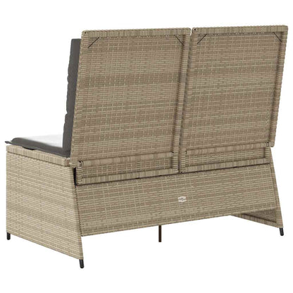 Tuinbankje Verstelbaar Met Kussens Poly Rattan Beige En Grijs
