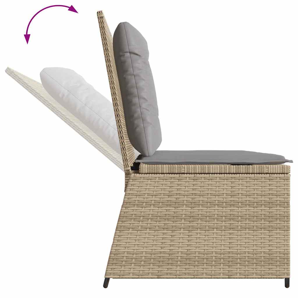 Tuinbankje Verstelbaar Met Kussens Poly Rattan Beige En Grijs