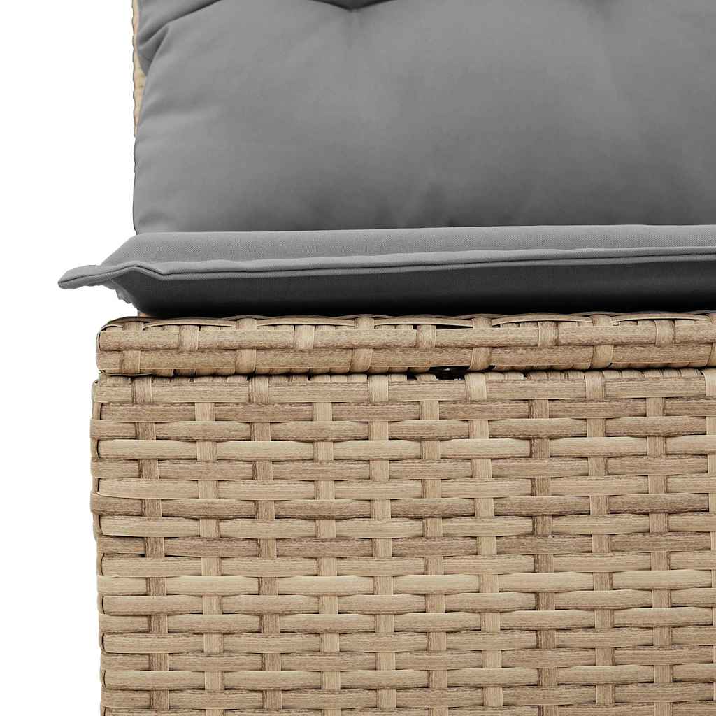 Tuinbankje Verstelbaar Met Kussens Poly Rattan Beige En Grijs