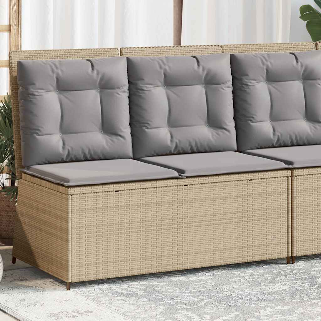 Tuinbankje Verstelbaar Met Kussens Poly Rattan Beige En Grijs