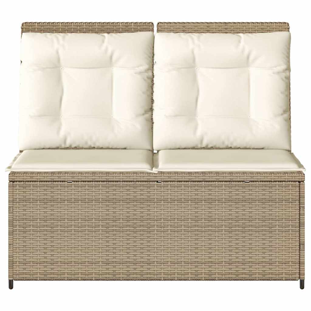 Tuinbankje Verstelbaar Met Kussens Poly Rattan Beige En Crèmekleurig