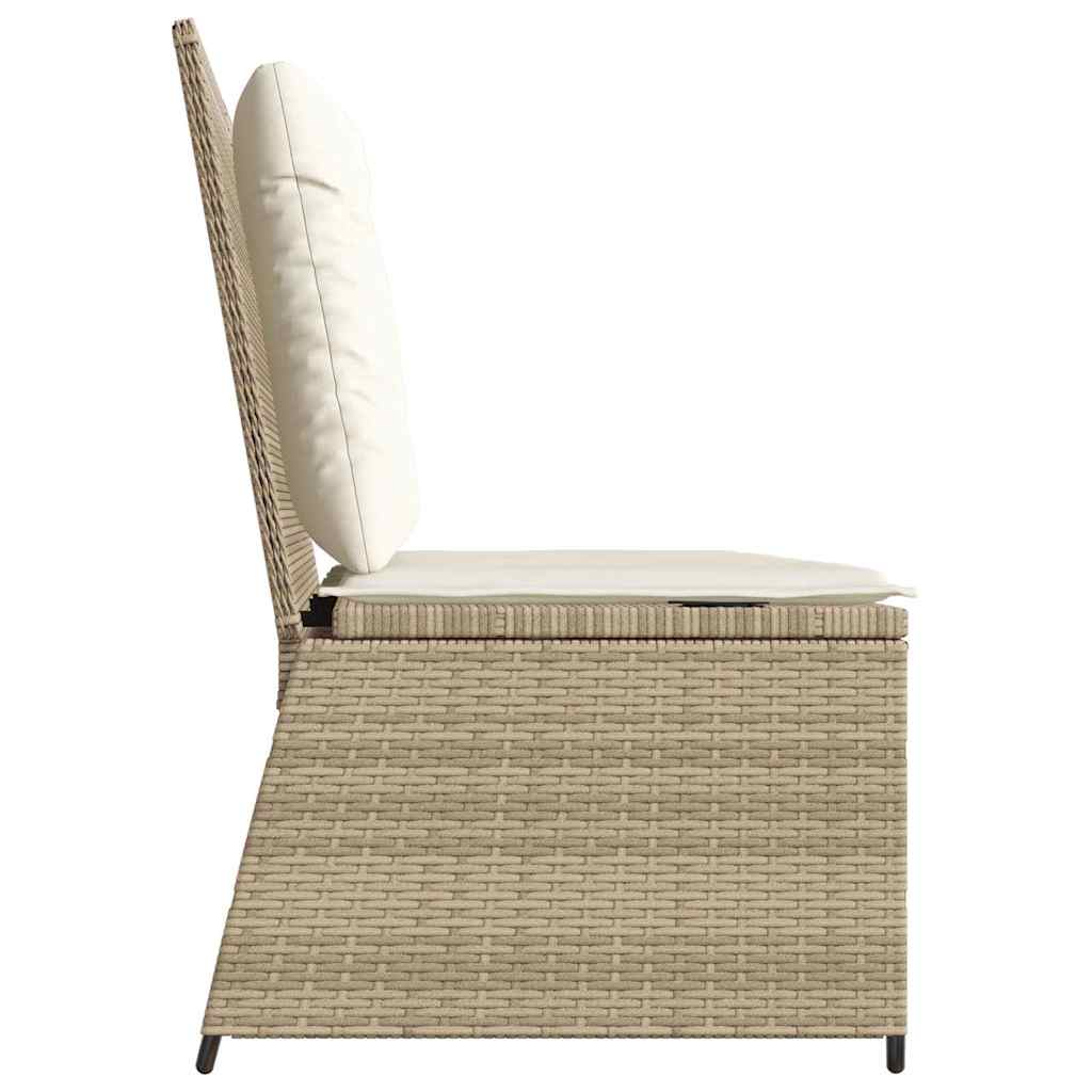 Tuinbankje Verstelbaar Met Kussens Poly Rattan Beige En Crèmekleurig