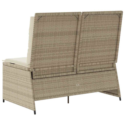 Tuinbankje Verstelbaar Met Kussens Poly Rattan Beige En Crèmekleurig