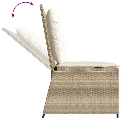 Tuinbankje Verstelbaar Met Kussens Poly Rattan Beige En Crèmekleurig
