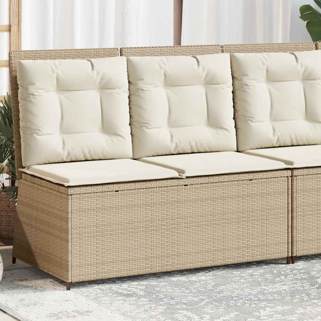 Tuinbankje Verstelbaar Met Kussens Poly Rattan Beige En Crèmekleurig