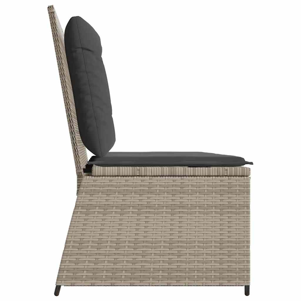 Tuinbankje Verstelbaar Met Kussens Poly Rattan Lichtgrijs