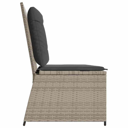 Tuinbankje Verstelbaar Met Kussens Poly Rattan Lichtgrijs