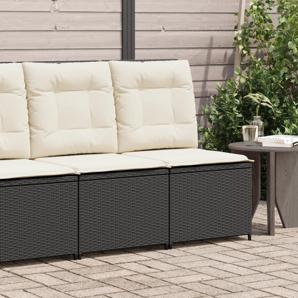 Tuinbank Verstelbaar Met Kussens Poly Rattan Zwart