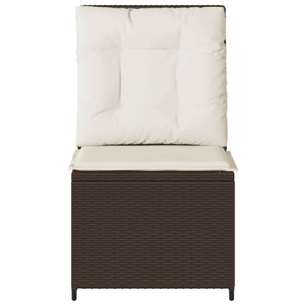 Tuinbank Verstelbaar Met Kussens Poly Rattan Bruin