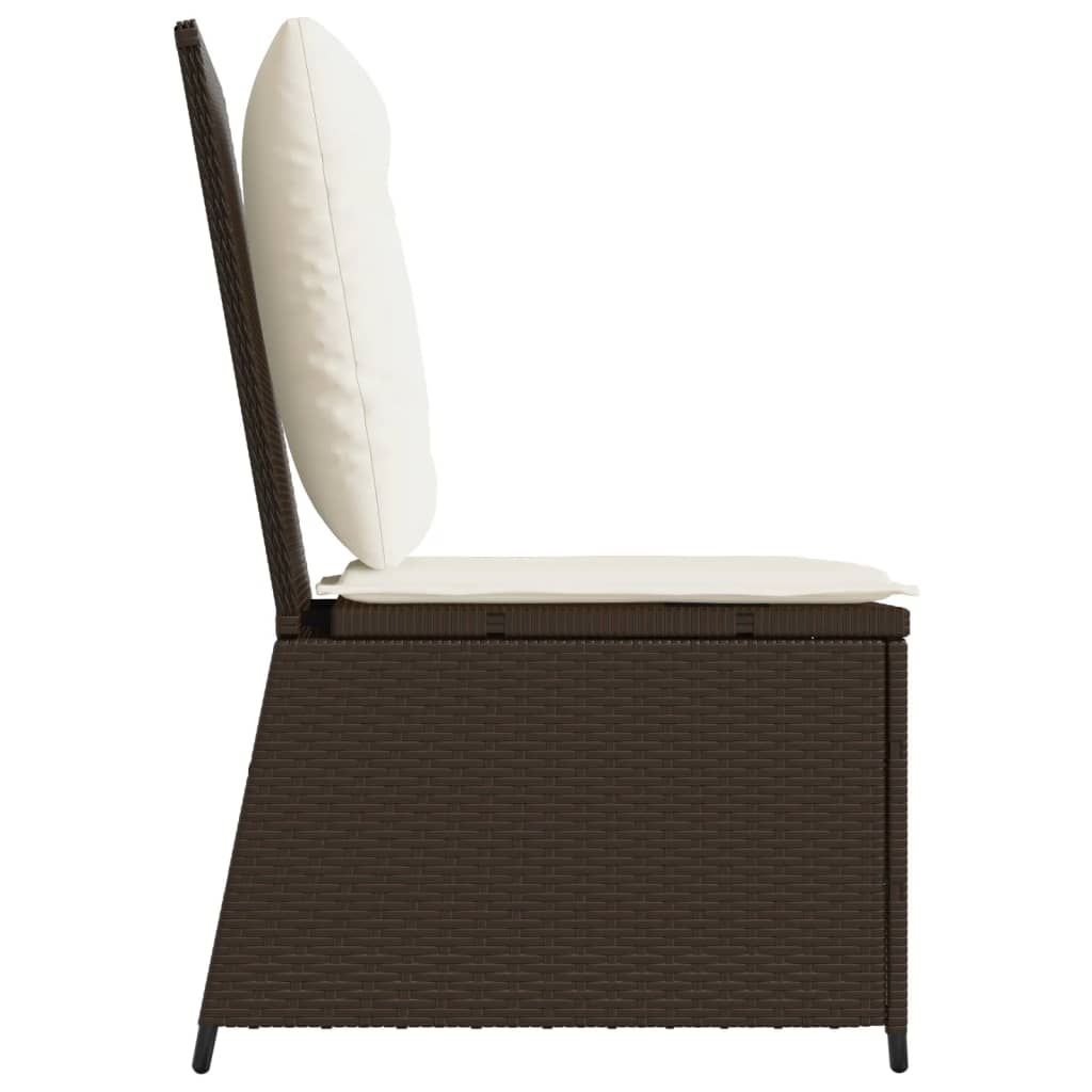 Tuinbank Verstelbaar Met Kussens Poly Rattan Bruin