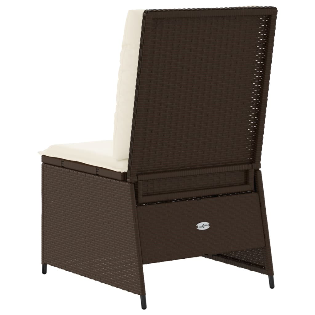 Tuinbank Verstelbaar Met Kussens Poly Rattan Bruin
