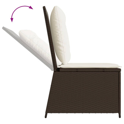 Tuinbank Verstelbaar Met Kussens Poly Rattan Bruin