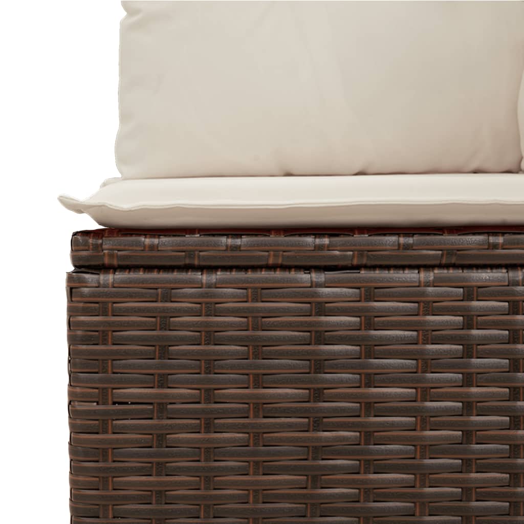 Tuinbank Verstelbaar Met Kussens Poly Rattan Bruin