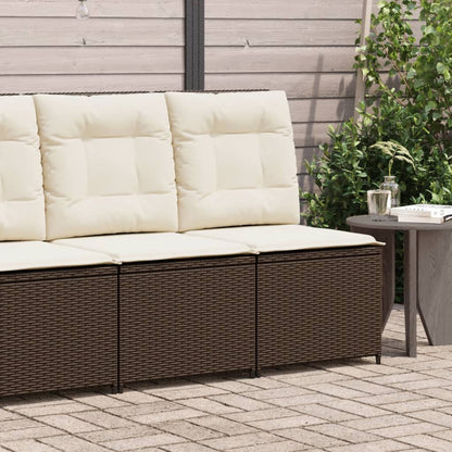 Tuinbank Verstelbaar Met Kussens Poly Rattan Bruin