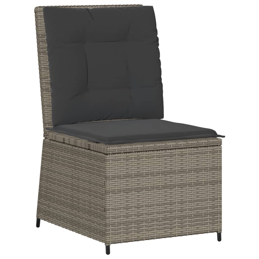 Tuinbank Verstelbaar Met Kussens Poly Rattan Grijs