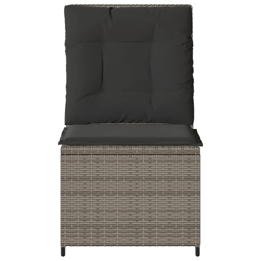 Tuinbank Verstelbaar Met Kussens Poly Rattan Grijs