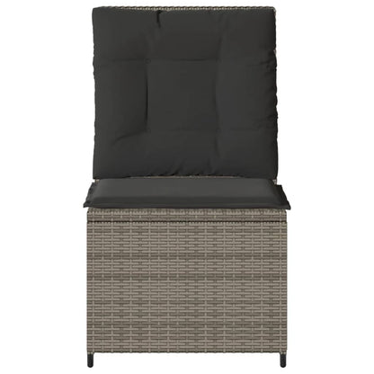 Tuinbank Verstelbaar Met Kussens Poly Rattan Grijs
