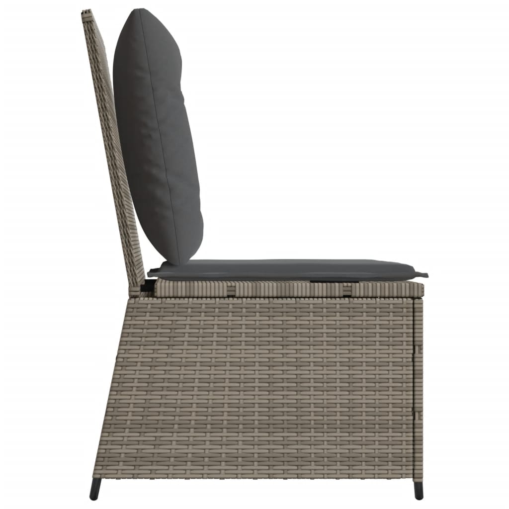 Tuinbank Verstelbaar Met Kussens Poly Rattan Grijs