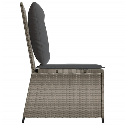 Tuinbank Verstelbaar Met Kussens Poly Rattan Grijs