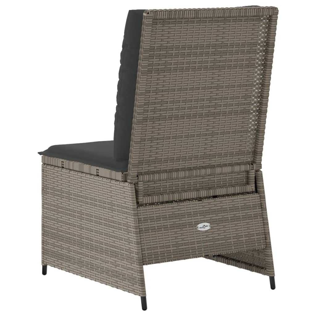 Tuinbank Verstelbaar Met Kussens Poly Rattan Grijs