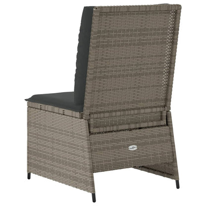 Tuinbank Verstelbaar Met Kussens Poly Rattan Grijs