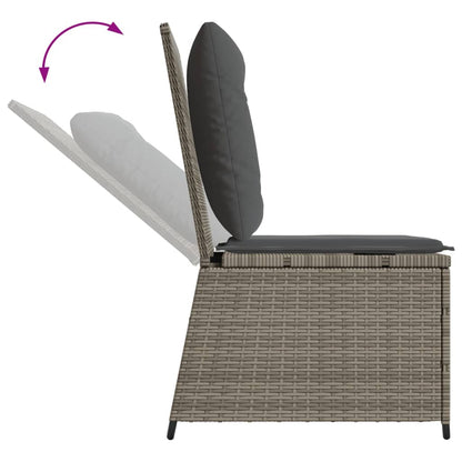 Tuinbank Verstelbaar Met Kussens Poly Rattan Grijs