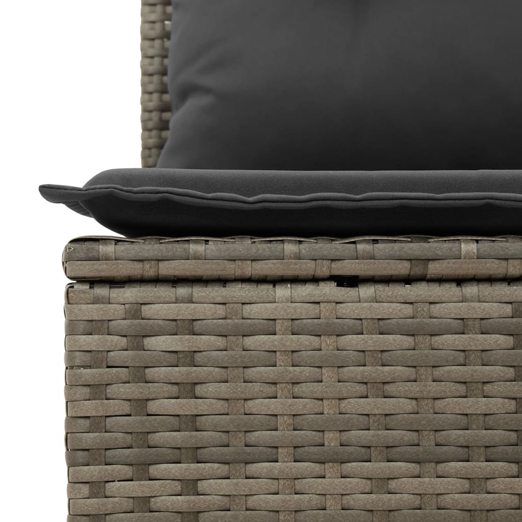 Tuinbank Verstelbaar Met Kussens Poly Rattan Grijs