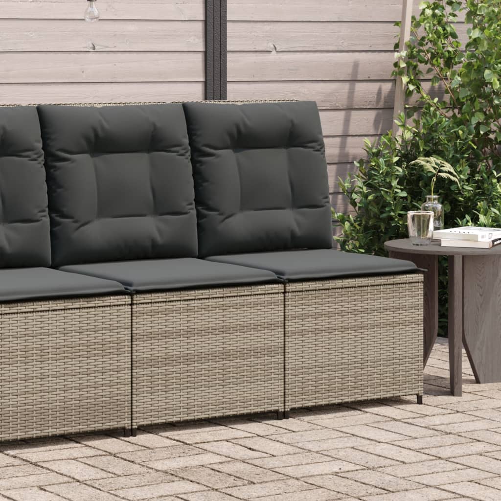 Tuinbank Verstelbaar Met Kussens Poly Rattan Grijs